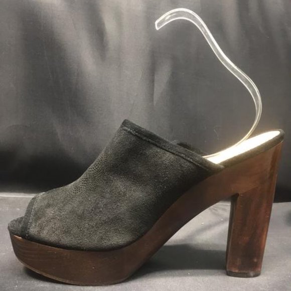 Coach Black Suede Janett Peep Toe Mules/Slides - Picture 6 of 11